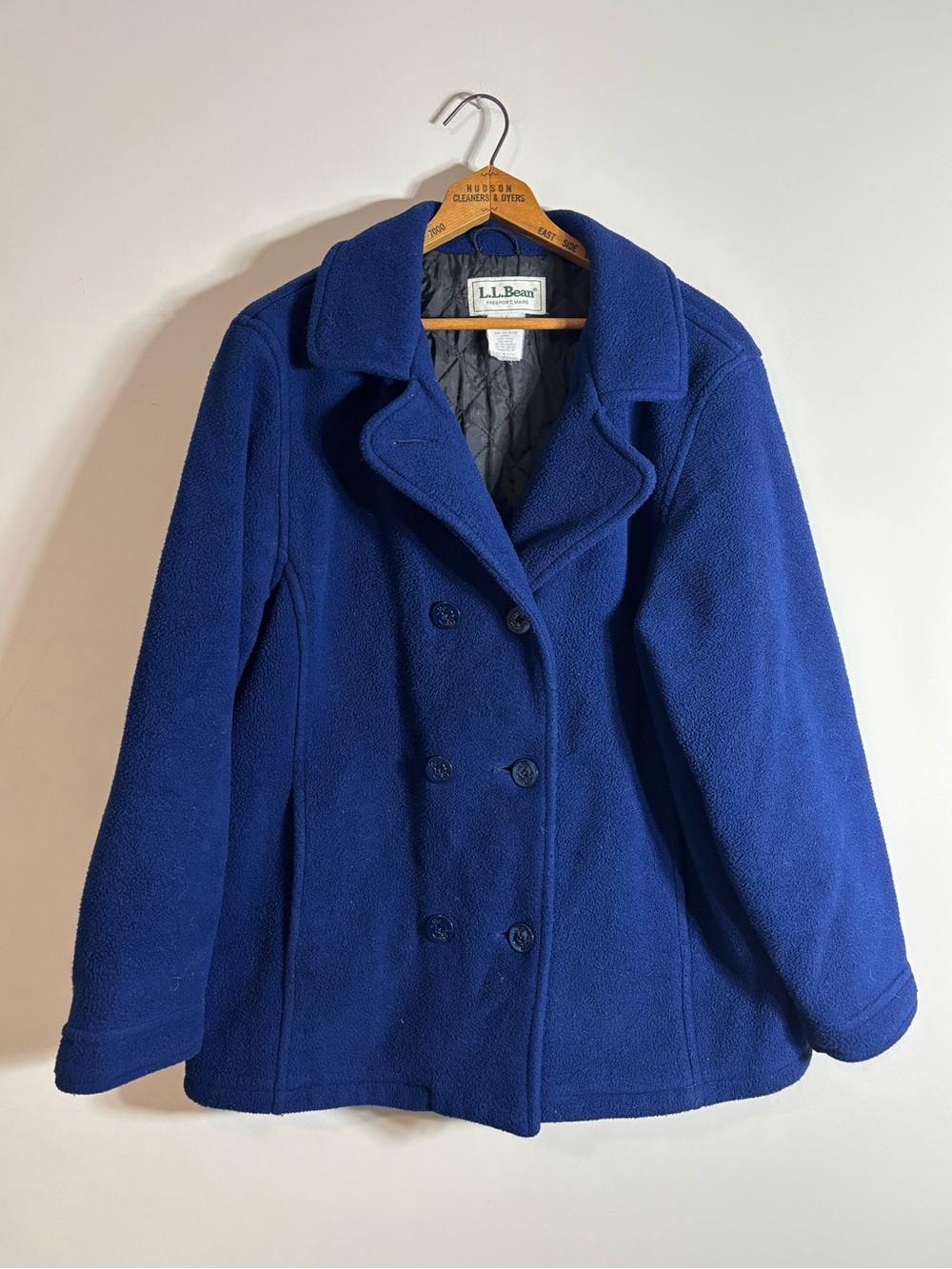 Vintage LL Bean Fleece Pea Coat Lined Large USA